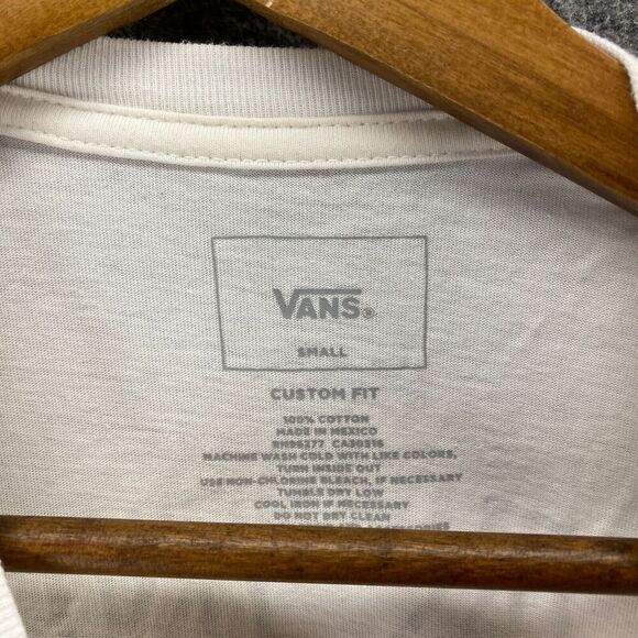 Vans T-Shirt Men S Small White Crew Neck Short Sleeve Pullover Cotton Custom Fit - Picture 5 of 8